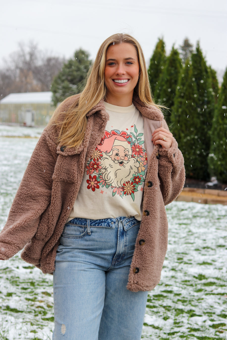 Floral Santa Tshirt