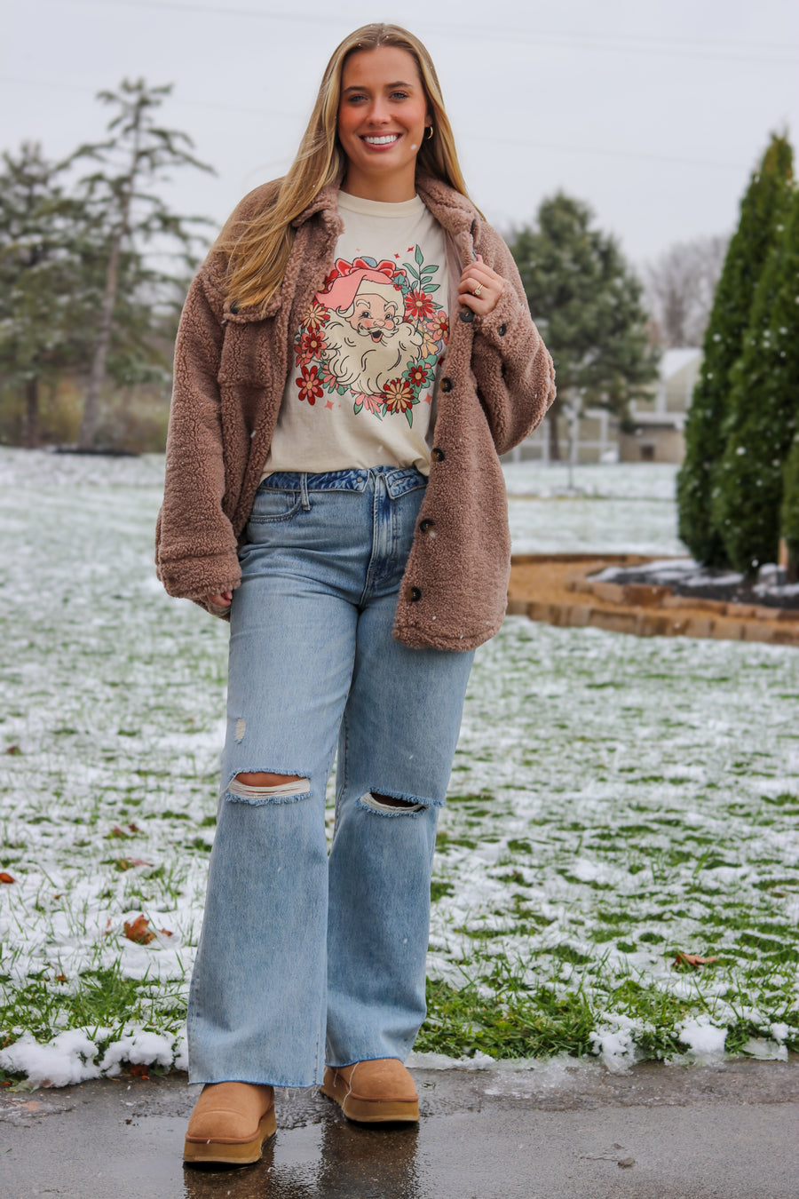 Floral Santa Tshirt