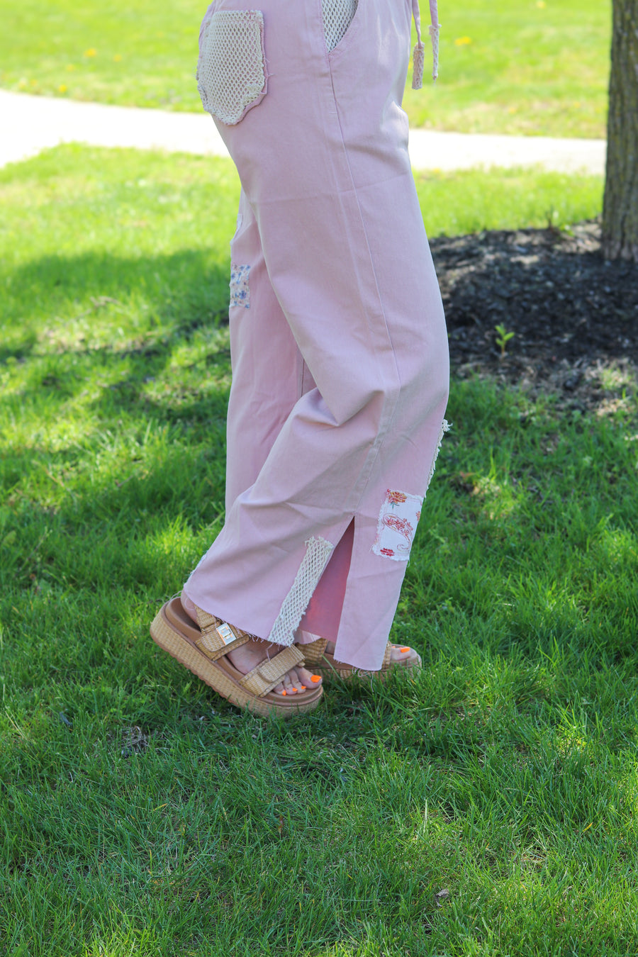 Patched Crochet Pants