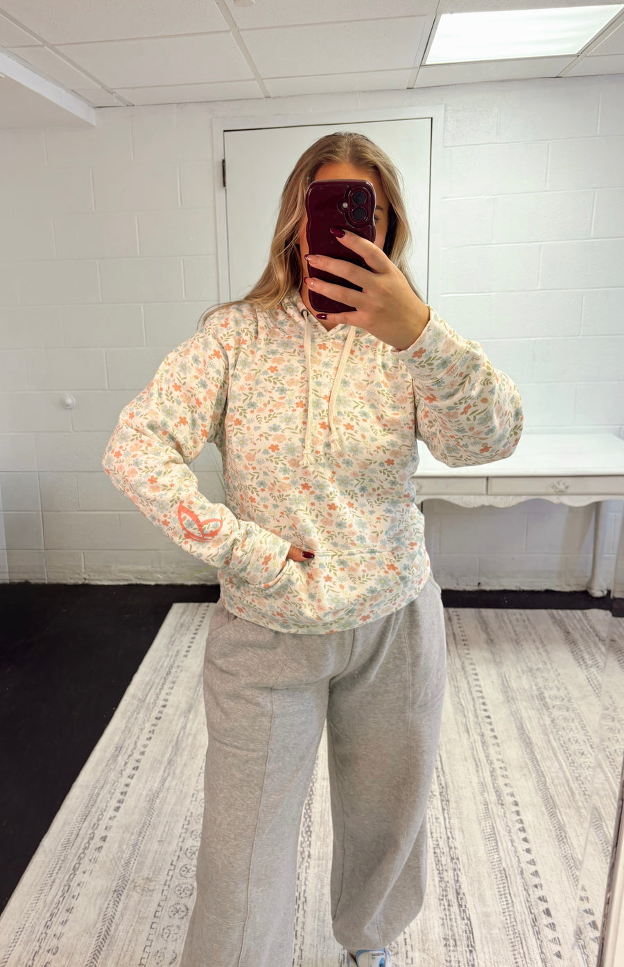 Floral Fleece Hoodie