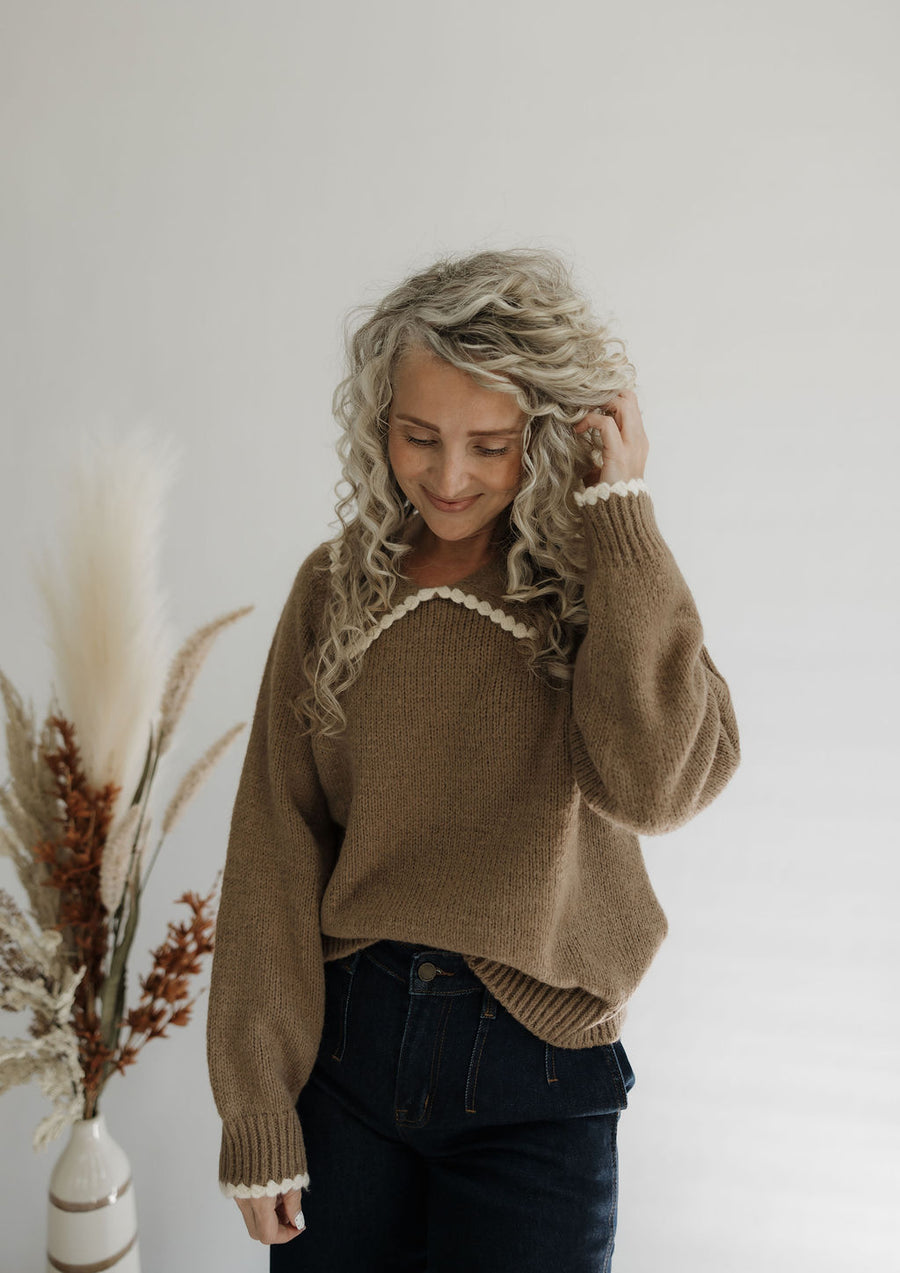 Walnut Scalloped Sweater