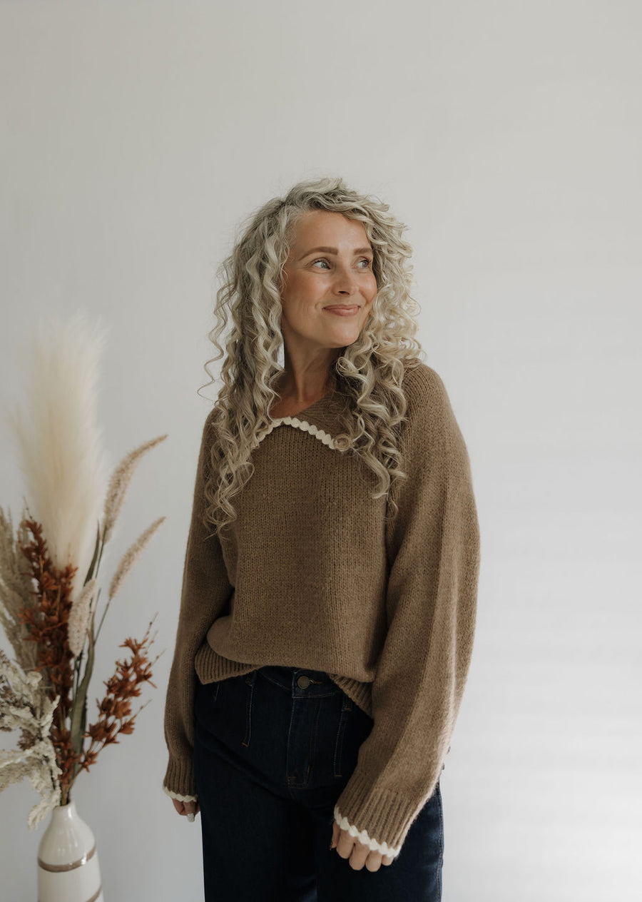 Walnut Scalloped Sweater