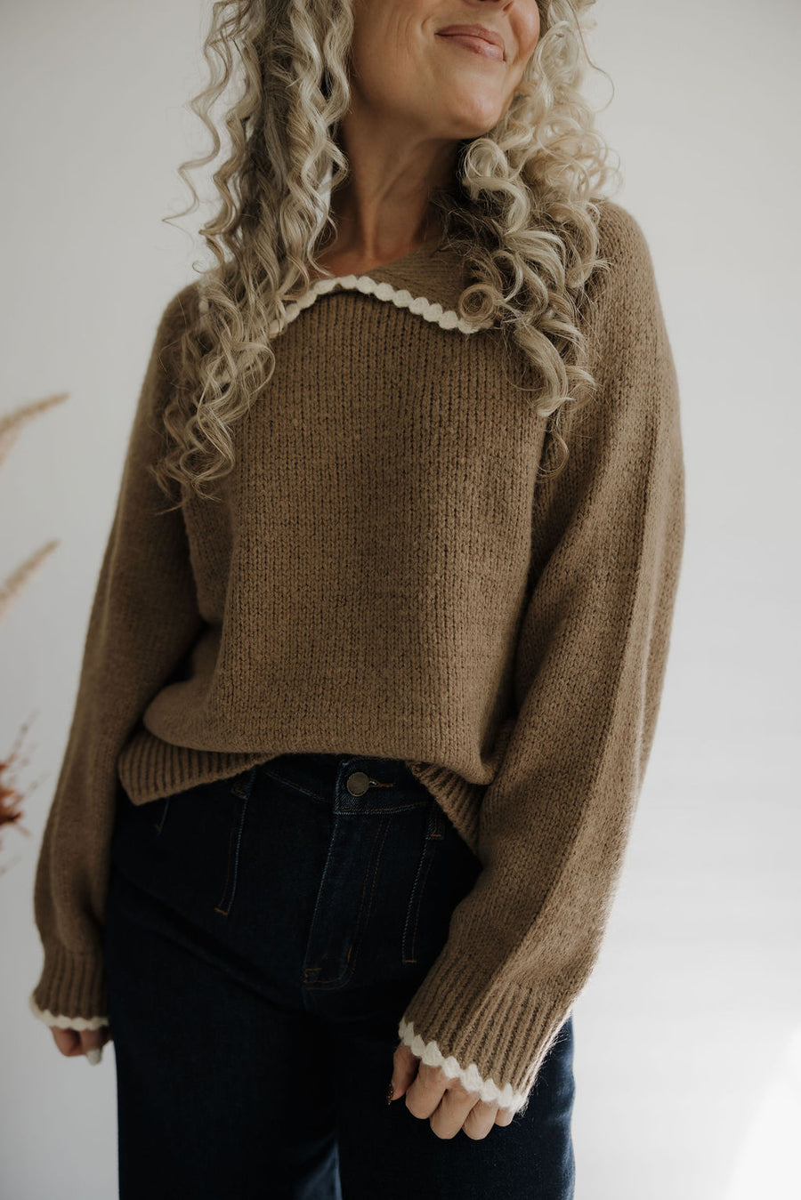 Walnut Scalloped Sweater
