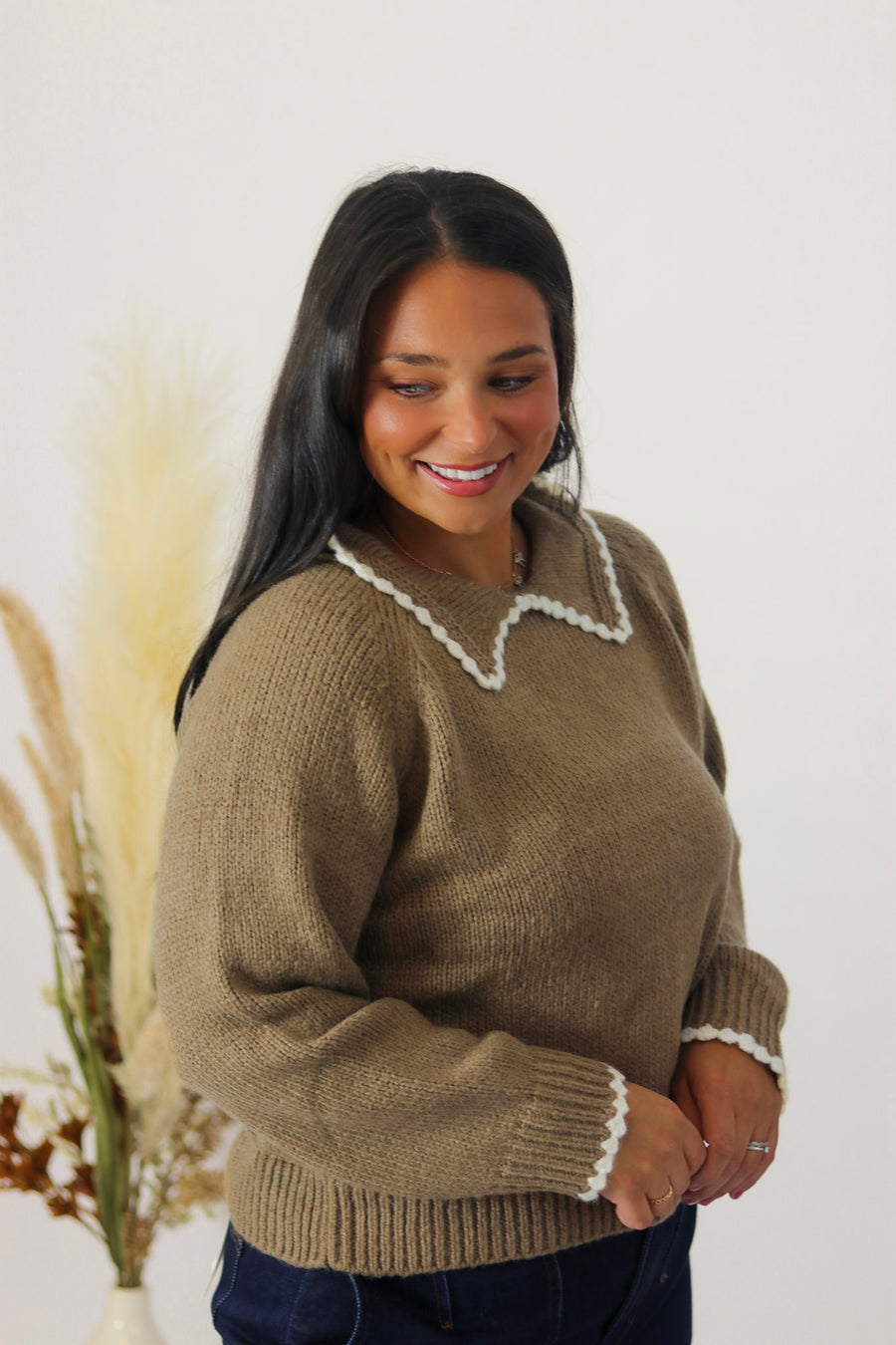 Walnut Scalloped Sweater