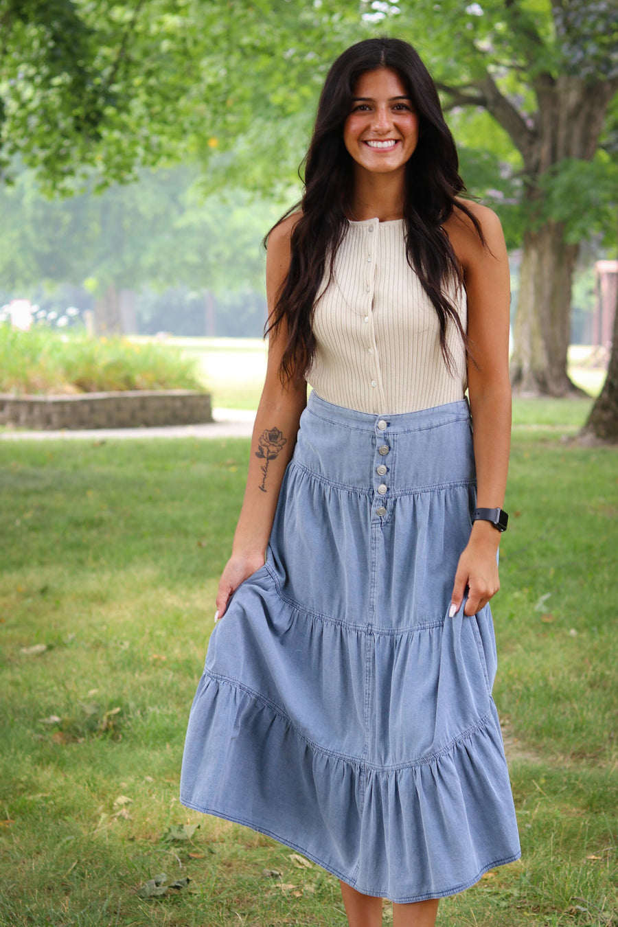 Denim Maxi Skirt