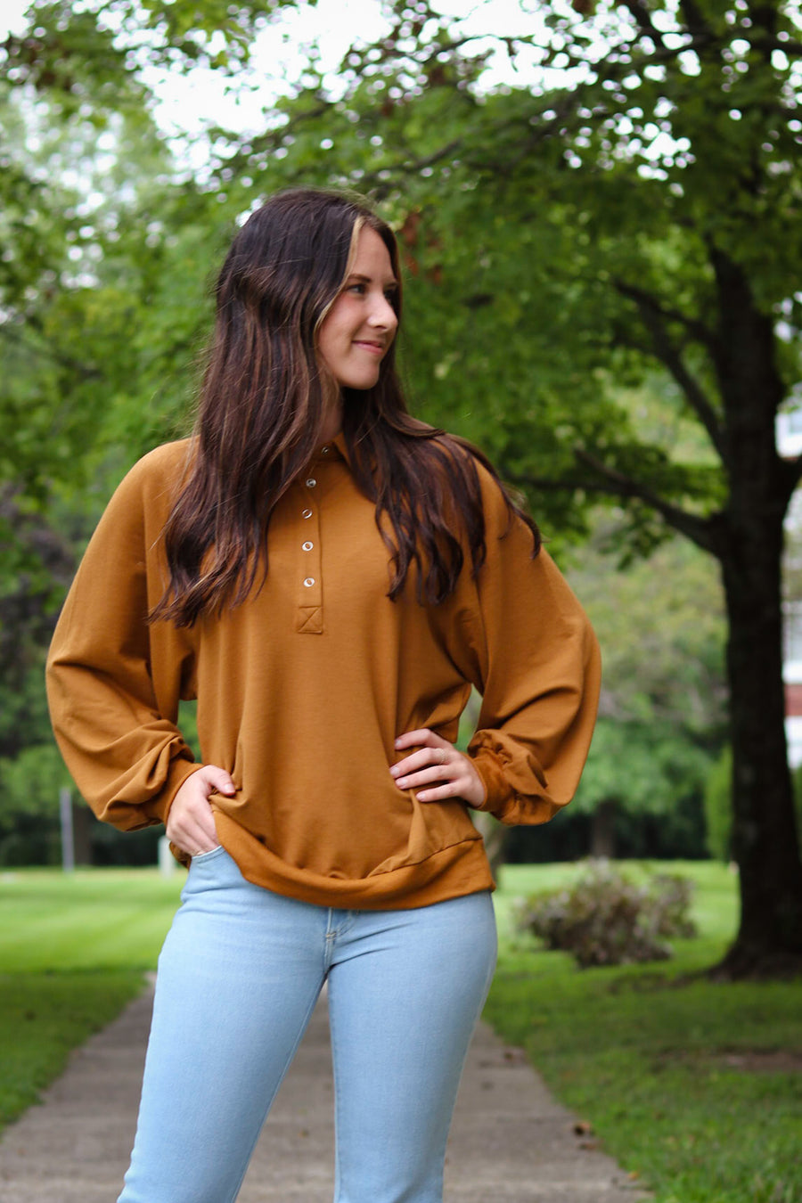 Oversized Snap Button Top