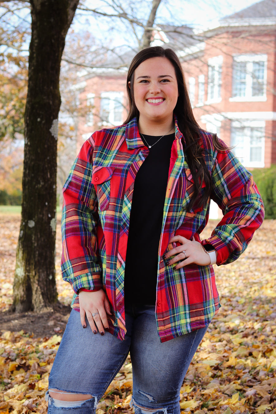 Red Plaid Print Jacket